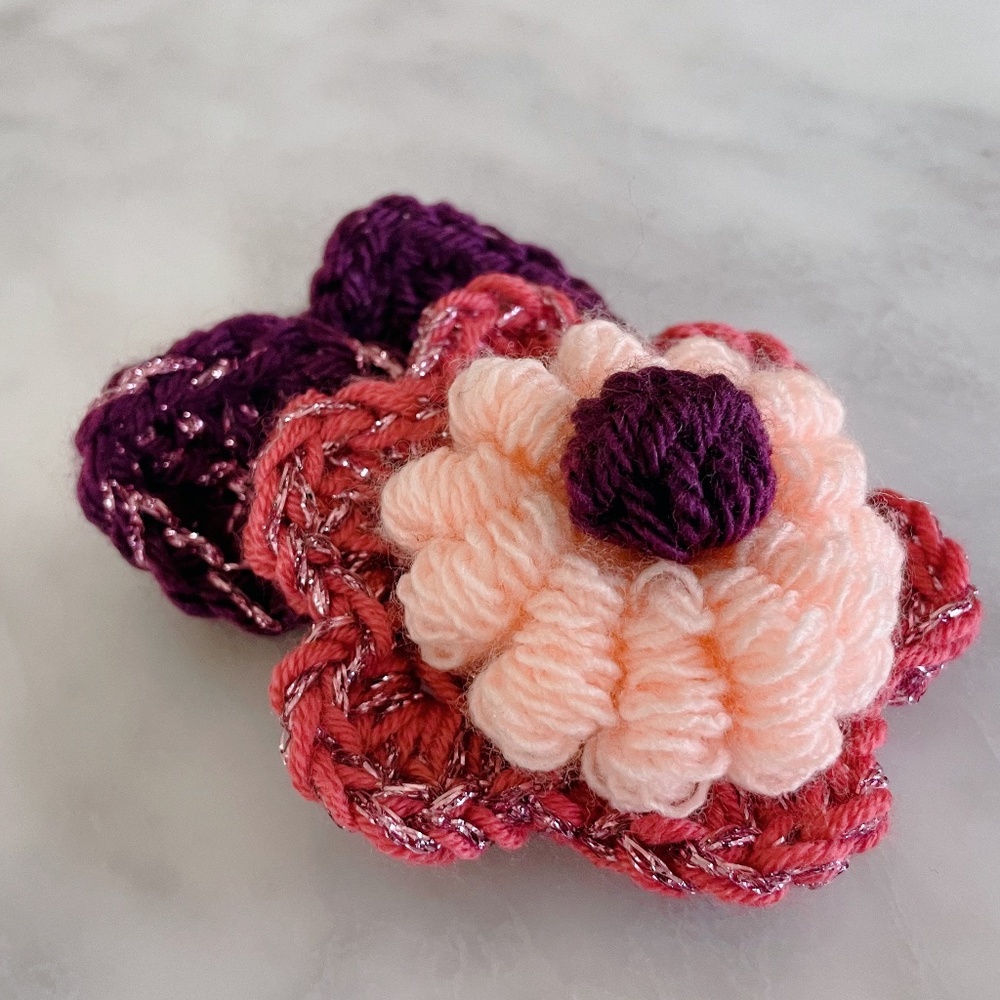 3D handmade crochet flower brooch